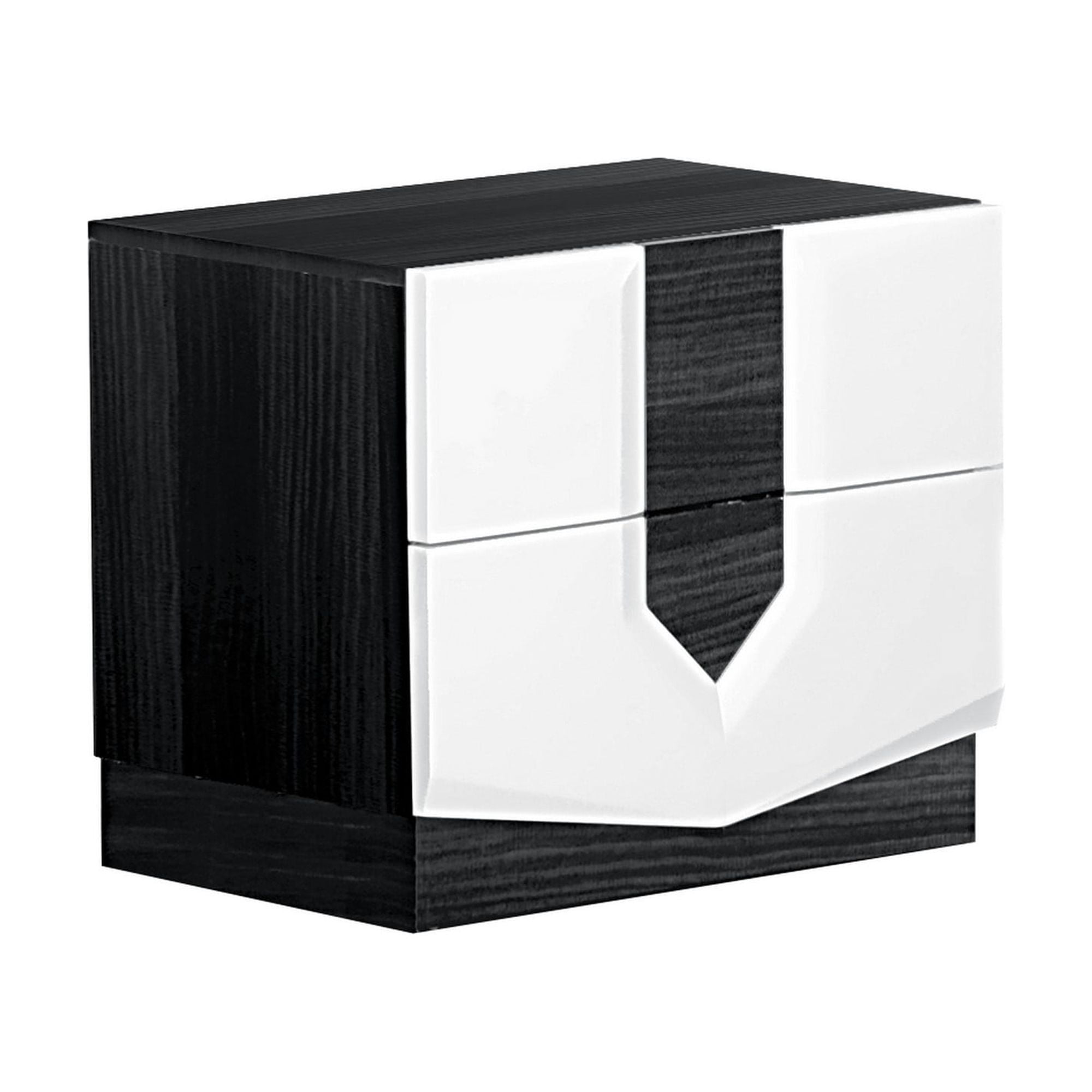 Contemporary White & Grey 2-Drawer Nightstand
