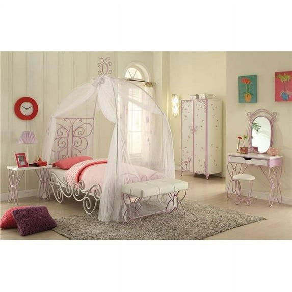 HomeRoots Office 67 x 32 x 21 in. Metal Tube White & Light Purple Armoire