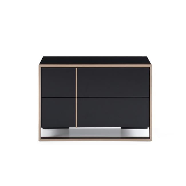 Modern Black and Brushed Bronze 2-Drawer Nightstand
