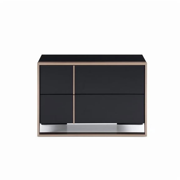 HomeRoots Office Modern Black & Brushed Bronze Right Nightstand