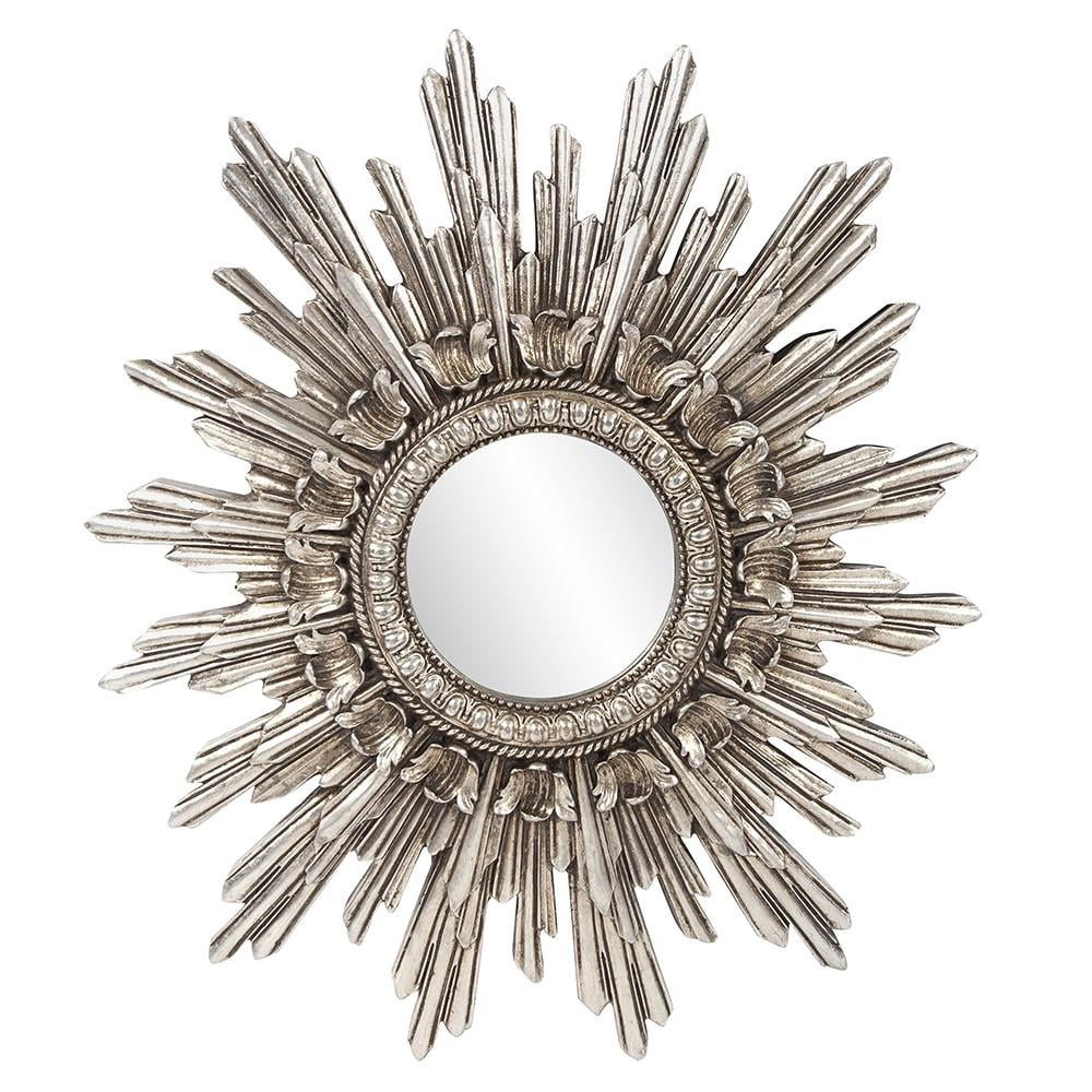 Antique Silver Leaf Oval Starburst Wall Mirror