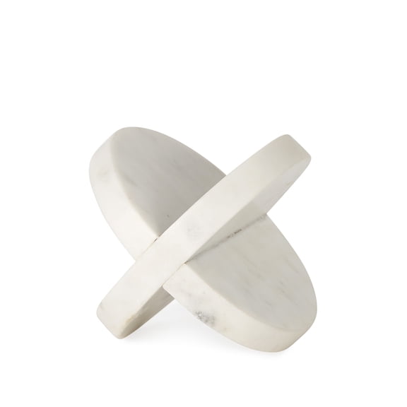 HomeRoots 392552 Petite Marble Circular Sculpture, White