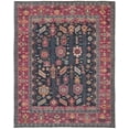 thumbnail image 1 of 4' X 6' Pink Blue And Orange Wool Floral Hand Knotted Distressed Stain Resistant Area Rug With Fringe, 1 of 5