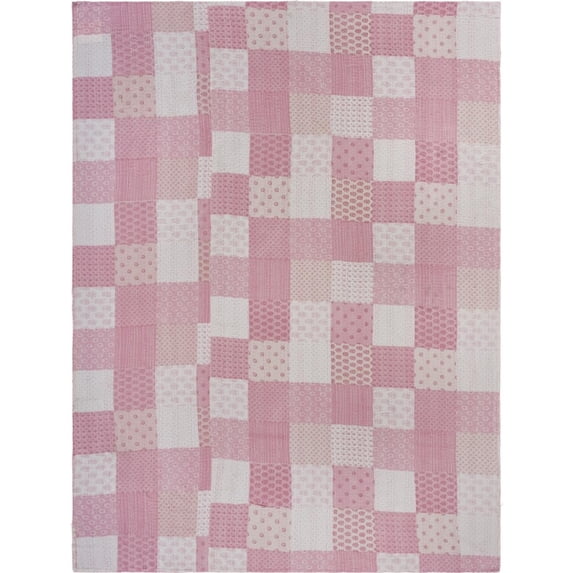 HomeRoots 516521 92 x 96 in. Knitted Cotton Geometric Throw Pink