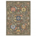 thumbnail image 1 of 2' X 3' Grey Blue Pink Orange Rust Red Green And Ivory Oriental Power Loom Stain Resistant Area Rug With Fringe, 1 of 9