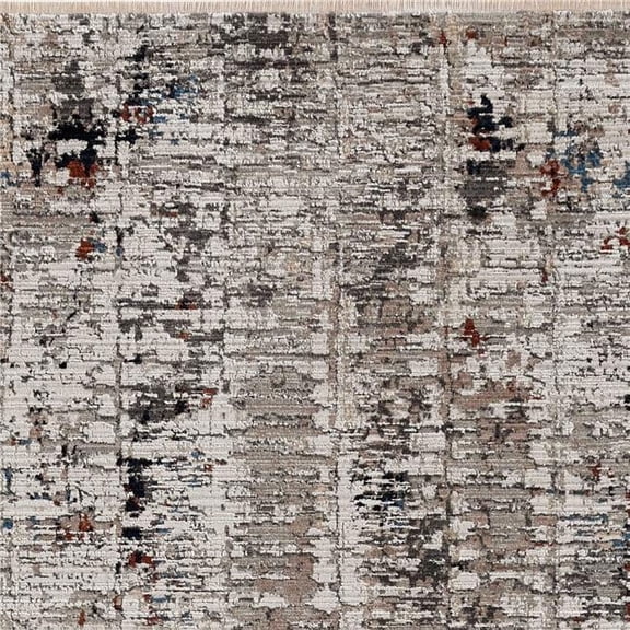 HomeRoots Polyester Machine Woven Abstract Lines Area Rug - Beige & Grey - 96 x 96 in.