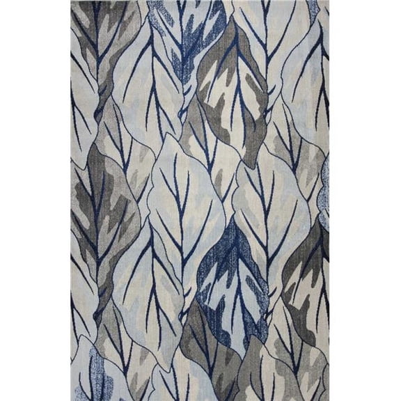 HomeRoots Polypropylene Grey & Navy Area Rug - 5 ft. 3 in. x 7 ft. 7 in.
