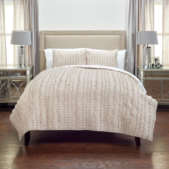HomeRoots 479970 Light Blush Queen Size 100 Percent Cotton 300 Thread Count Machine Washable Down Alternative Comforter