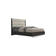 thumbnail image 1 of HomeRoots 50 x 60 x 80 in. Queen Size Dark Gray High Gloss Bed Frame with Faux Leather Headboard, 1 of 9