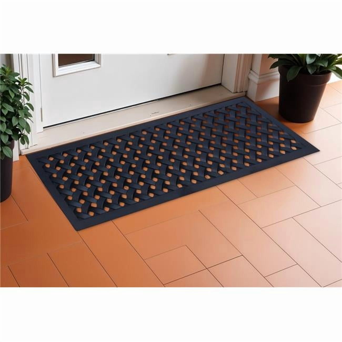HomeRoots 573974 Rectangle 18 x 47 in. Black Rubber Outdoor Door Mat ...