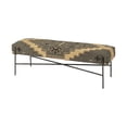 thumbnail image 1 of Rectangular Metal/Antiqued-Nickel Toned Base W/ Upholstered Tan Pattered Seat Accent Bench, 1 of 3