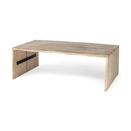 HomeRoots Rectangular Solid Wood Top & Base Coffee Table, Light Brown - 16 x 25 x 48 in.