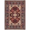 thumbnail image 1 of 8' X 11' Red Blue Orange And Beige Oriental Power Loom Stain Resistant Area Rug With Fringe, 1 of 5