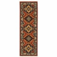 thumbnail image 1 of HomeRoots Red Gold Blue Brown Oriental Power Loom Stain Resistant Runner Rug With Fringe, 1 of 8