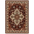 thumbnail image 1 of 8' X 11' Red Ivory Orange And Blue Oriental Power Loom Stain Resistant Area Rug With Fringe, 1 of 5