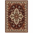 thumbnail image 1 of HomeRoots 509240 2 x 3 ft. Red Ivory Orange & Blue Oriental Power Loom Stain Resistant Rectangle Area Rug with Fringe, 1 of 8