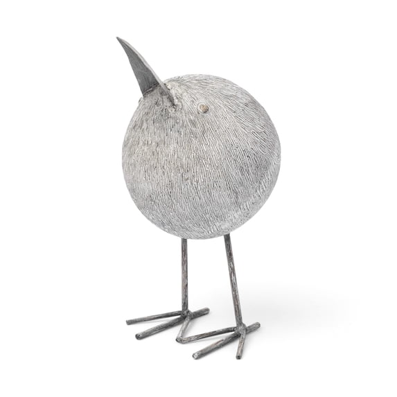 HomeRoots 392522 Resin Bent Bird Sculpture, Off White & Grey
