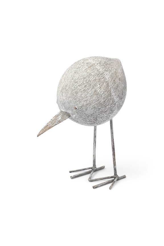 392523 Resin Bird Sculpture, Off White & Grey
