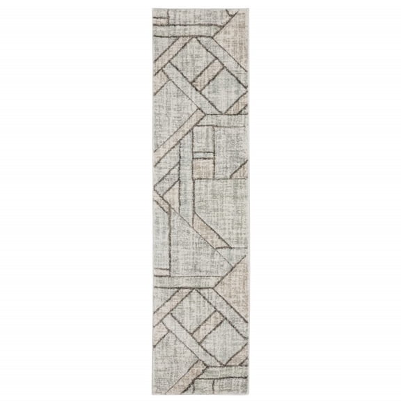 HomeRoots 508486 2 x 8 ft. Geometric Power Loom Stain Resistant Runner Rug Multi Color