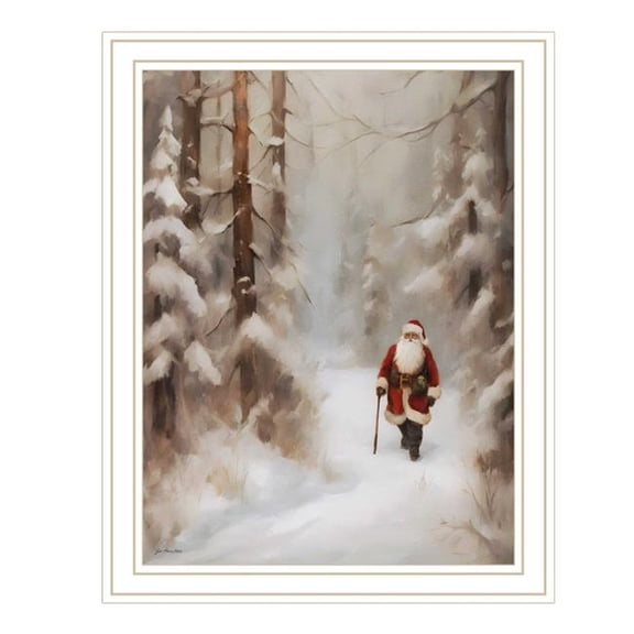 HomeRoots 572087 Santas Winter Stroll White Framed Wall Art