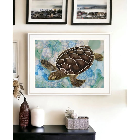 Sea Turtles Collage II 1 White Framed Print Wall Art