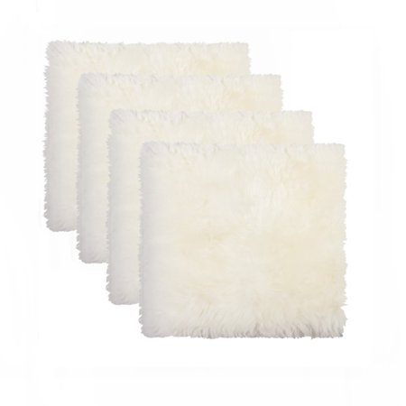 HomeRoots Set Of Four 17" X 17" Natural Wool Solid Color Chair Pads