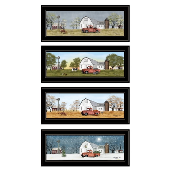 Set Of Four Billy Jacobs Four Seasons Collection V 4-Piece Black Frame 2 Black Framed Print Wall Art