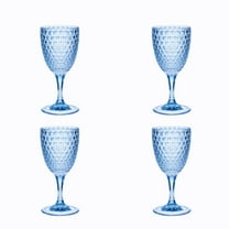 HomeRoots Set Of Four Blue Diamond Acrylic Stemmed All Purpose Wine Glass