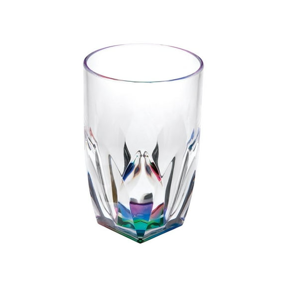 HomeRoots Set Of Four Clear And Rainbow Geometric Acrylic Highball Glasses