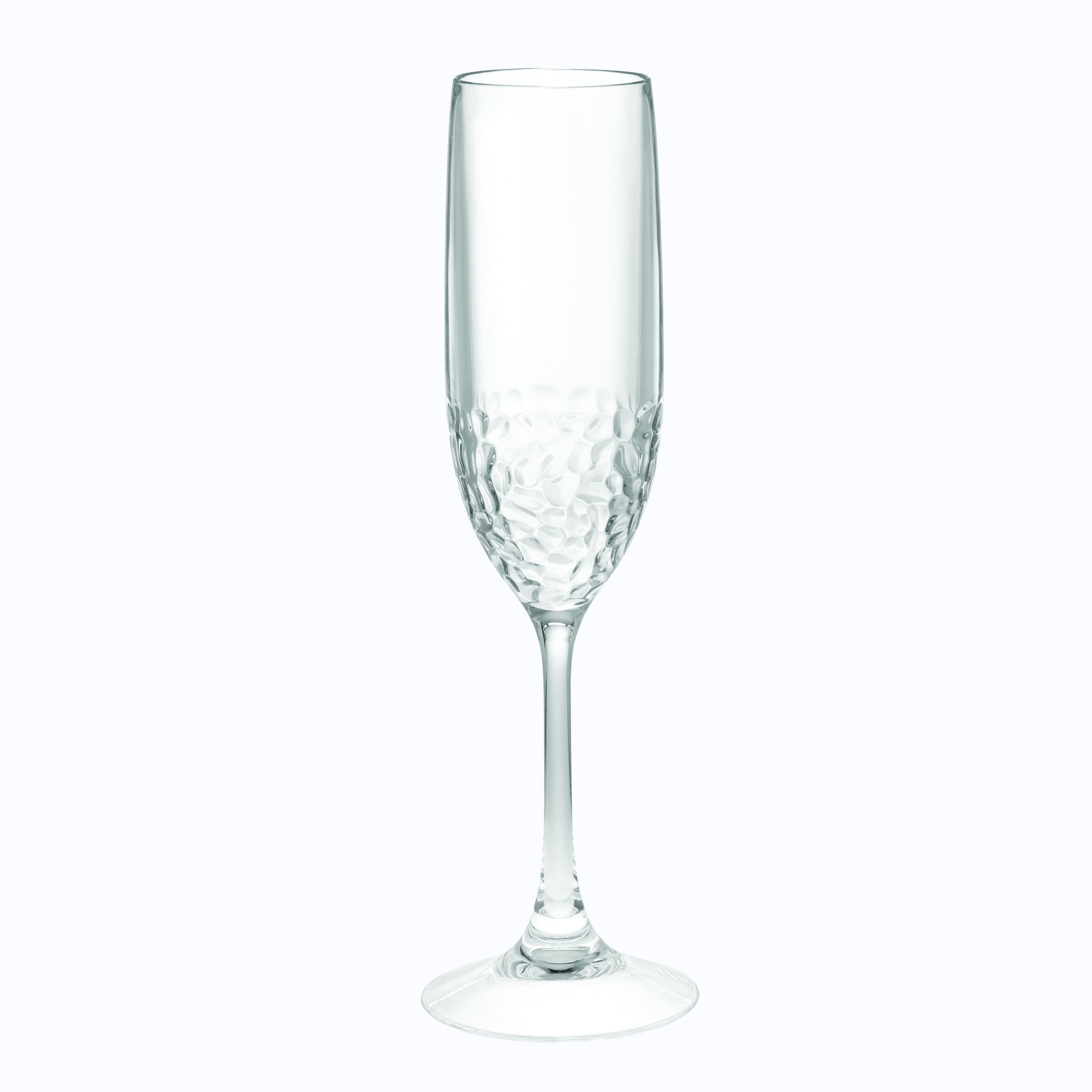 Set of Four Clear Dimpled Tritan Plastic Stemmed Flutes