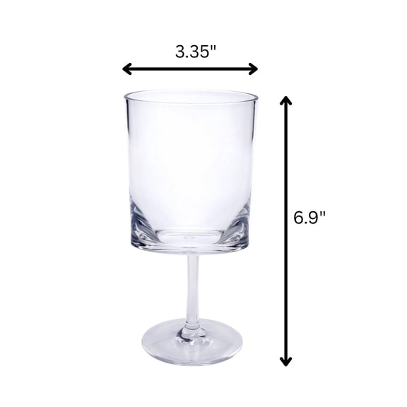 Set of Four Clear Tritan Plastic Stemmed All Purpose Wine Glass