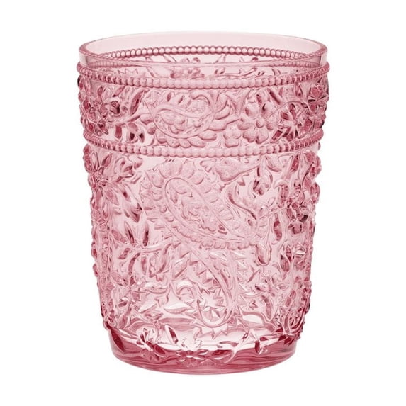 Set of Four Pink Paisley Acrylic Stemless Whiskey Glasses