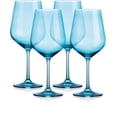 thumbnail image 1 of Set of Four Translucent Aqua Blue Large Wine Glasses, 1 of 6