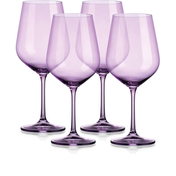 Set of Four Translucent Purple Large Wine Glasses
