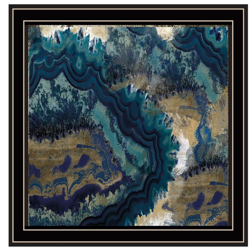 Deep Blue Abstract Black Framed 29" x 29" Wall Art Set