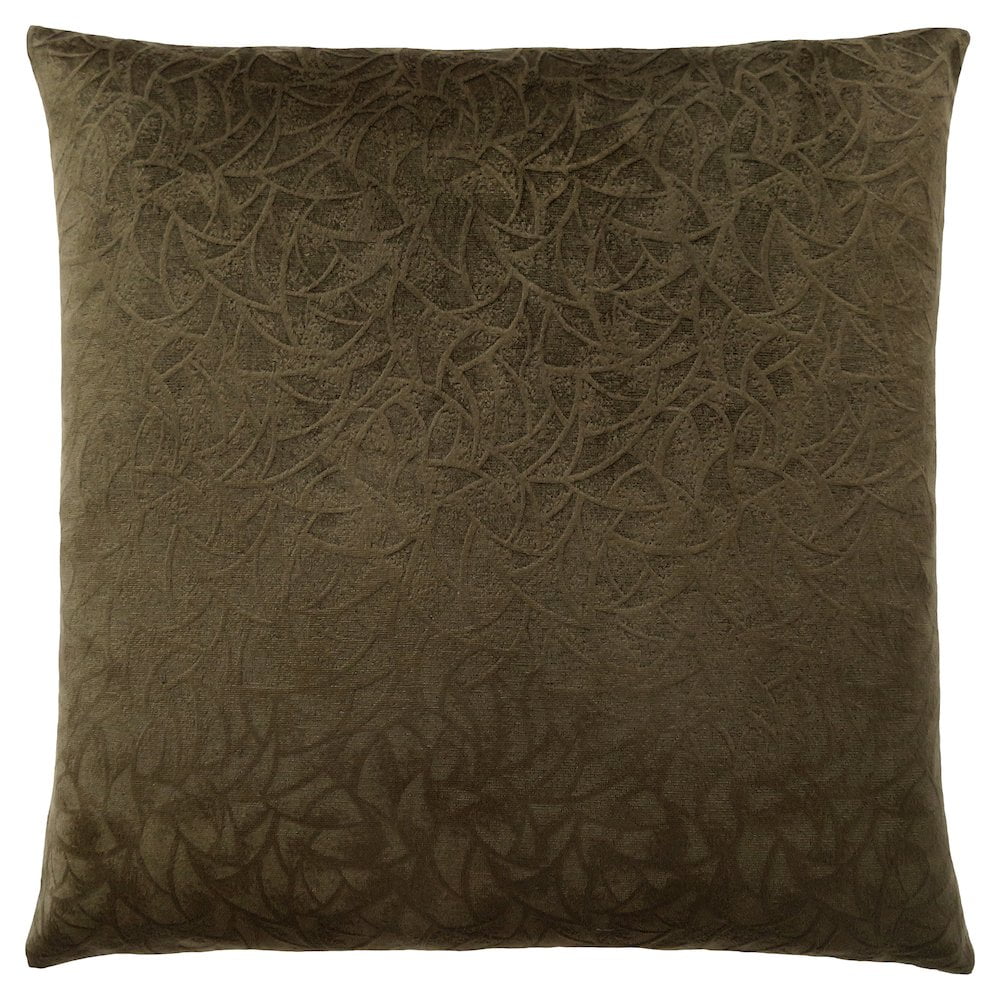 Olive Green Velvet Floral Pattern Square Throw Pillow Set of 2