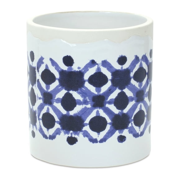 Set of Two 6 White Ceramic Round Pot Planter