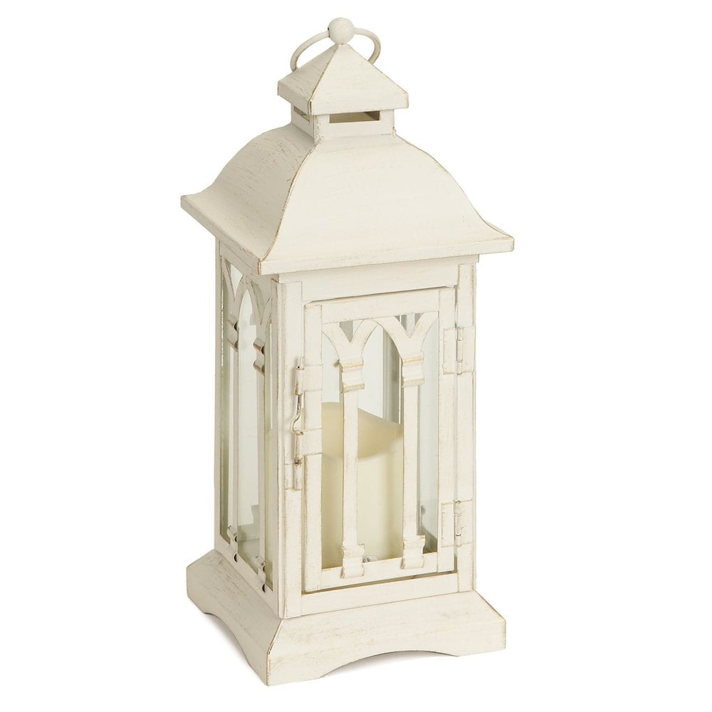 Set Of Two Beige LED Floor Lantern Candle Holder Set Of Two Beige LED Floor Lantern Candle Holder