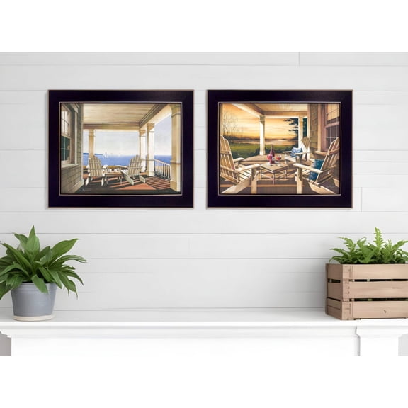 Set Of Two Veranda Views Black Framed Print Wall Art