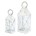 thumbnail image 1 of Set Of Two White Flameless Floor Lantern Candle Holder, 1 of 6
