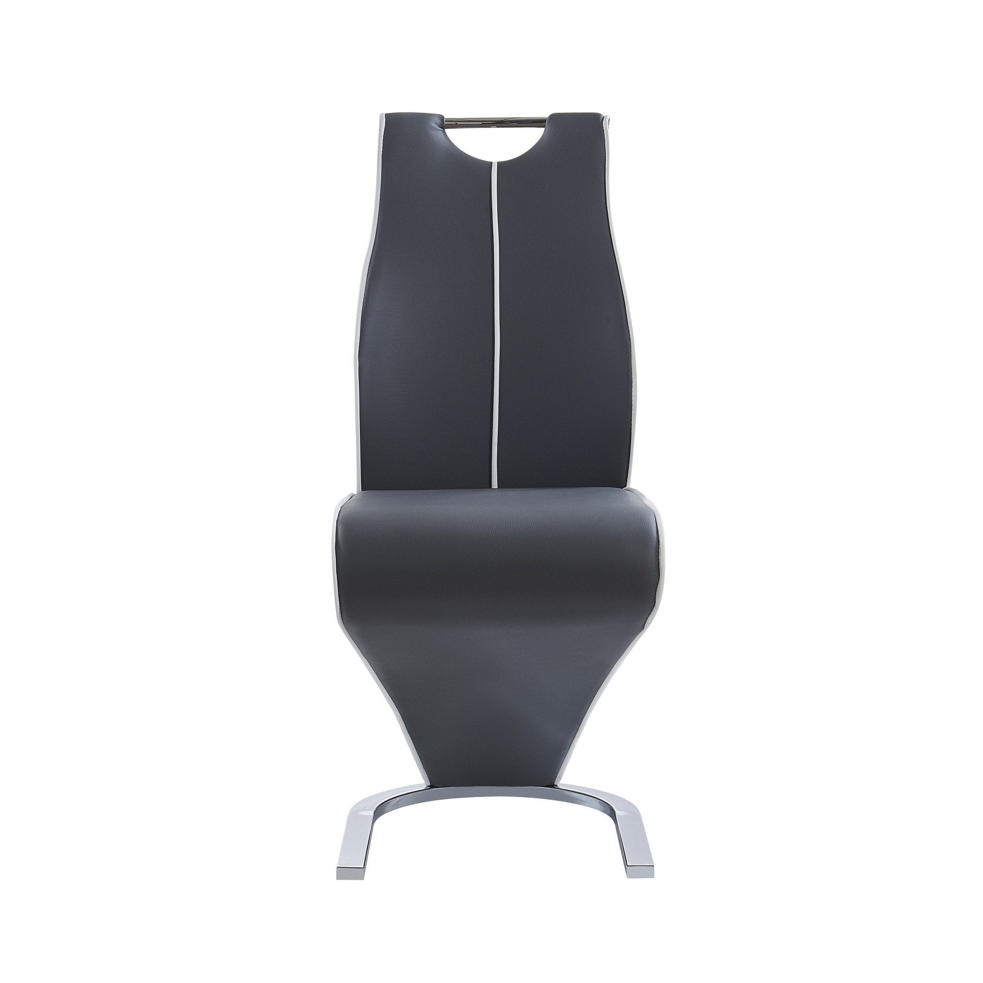 Set Of 2 Grey And White Z Style Design Dining Chairs With Metalic Base And Seat Back Handle Set Of 2 Grey And White Z Style Design Dining Chairs With Metalic Base And Seat Back Handle