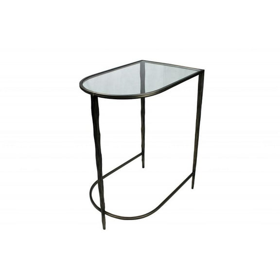 Set of Two 25" Clear and Gold Glass Free Form Frame Console Table