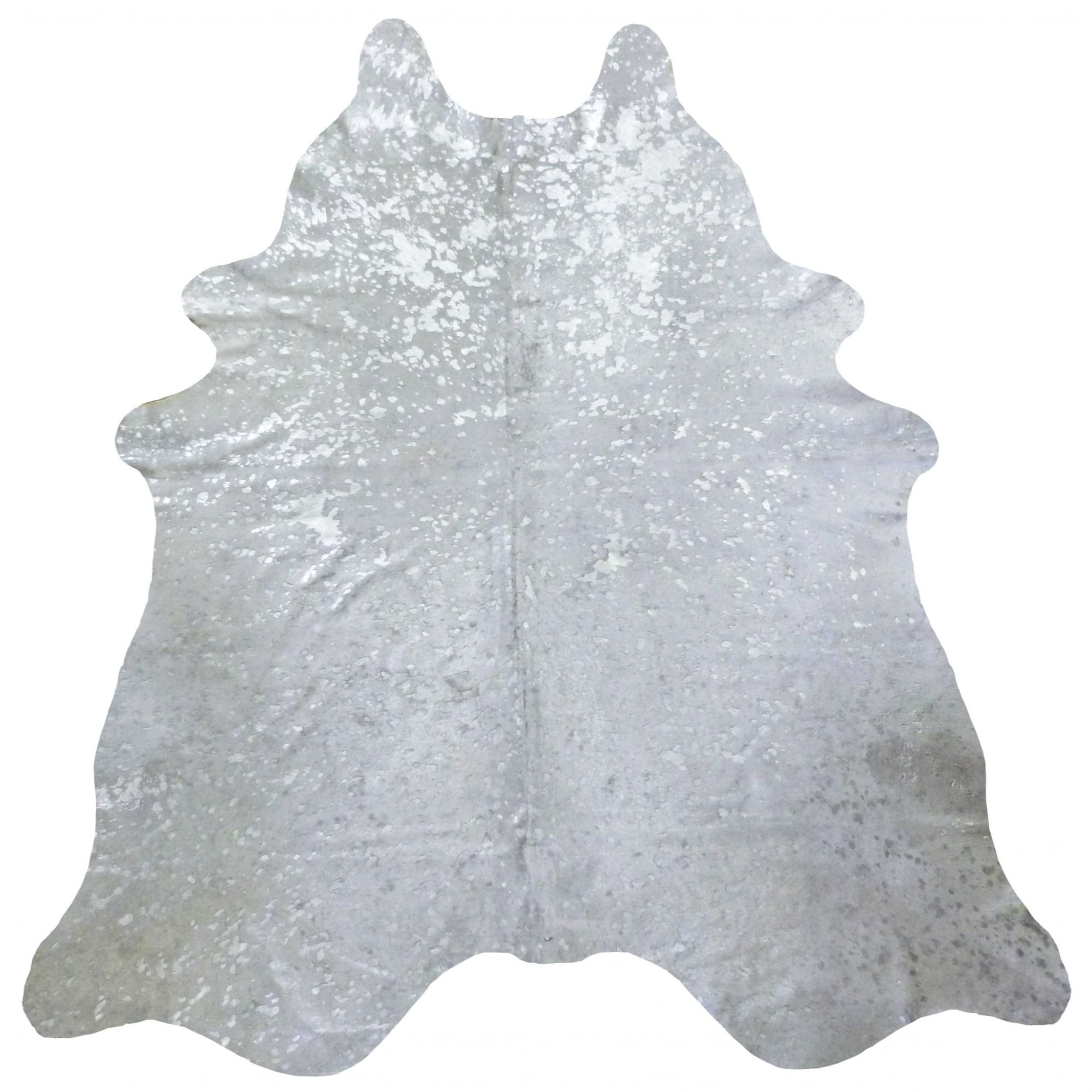 Handmade Silver and White Brazilian Cowhide Rug