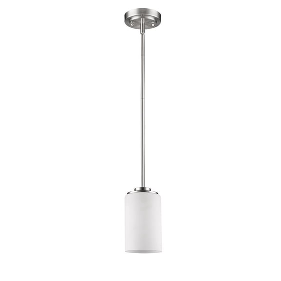 Addison 1-Light Satin Nickel Pendant With Etched Glass Shade
