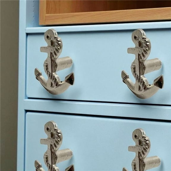 HomeRoots 635795 Silver Nautical Anchor Metal Drawer Pull Knobs - Set of 6