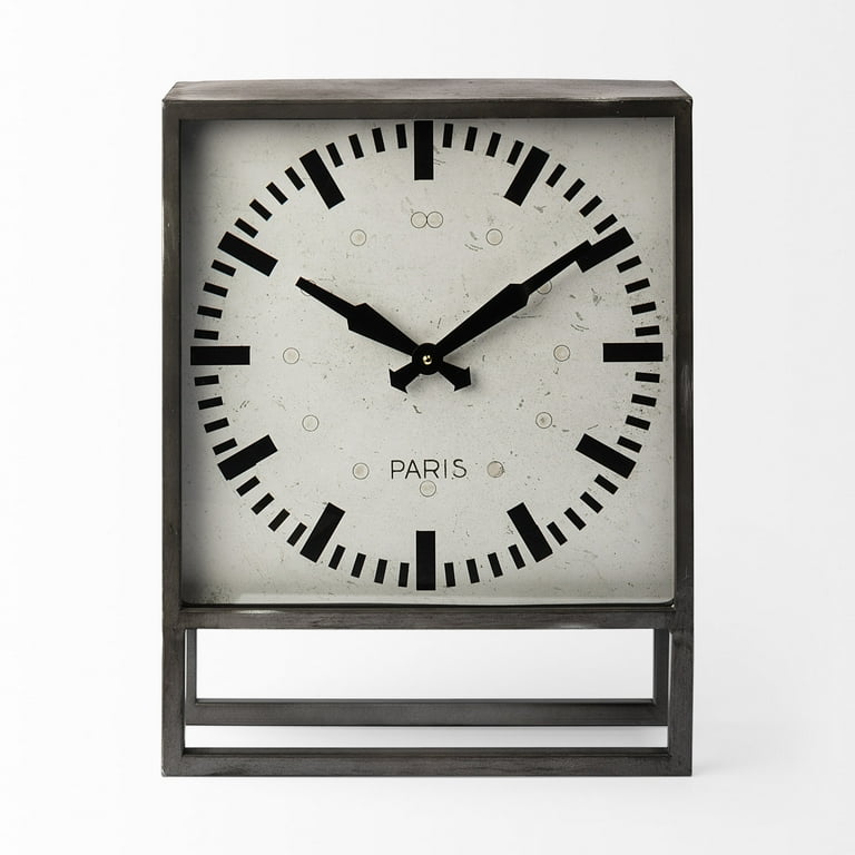 Rectangular Black Metal Desk Table Clock Rectangular Black Metal Desk Table Clock
