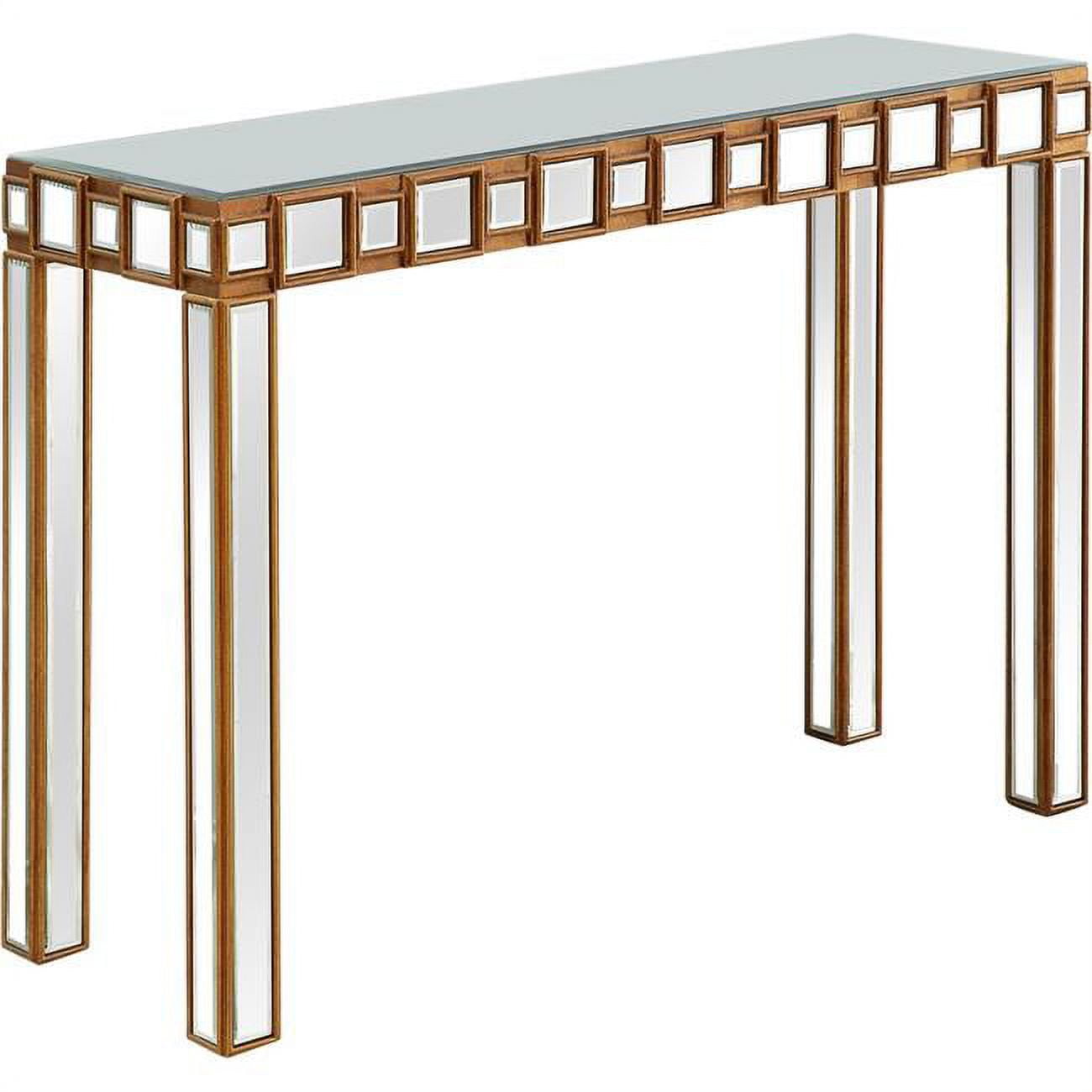 Sleek Mirrored Square Top Console Table with Reflective Surface
