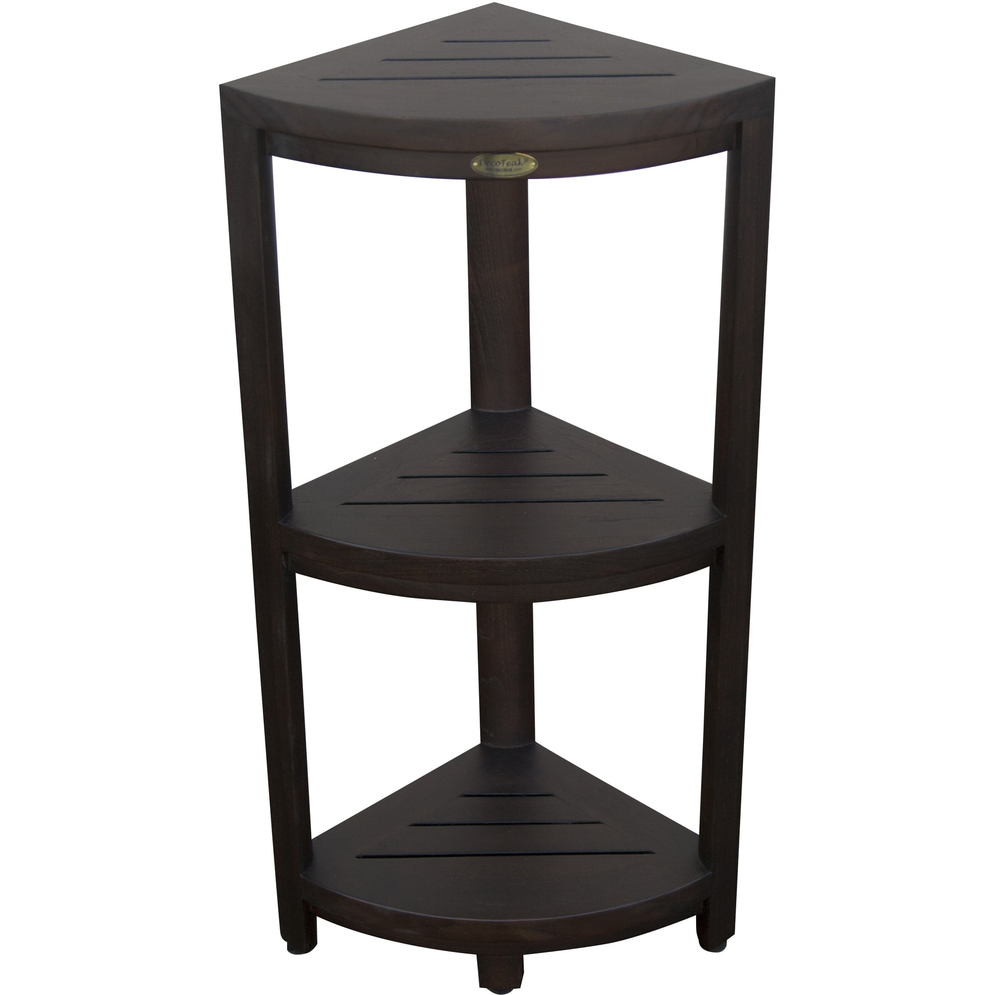 Teak Three Tier Corner Corner Shower Shelf in Brown Finish Teak Three Tier Corner Corner Shower Shelf in Brown Finish