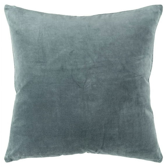 HomeRoots Teal Solid Reversible Cotton Velvet Throw Pillow