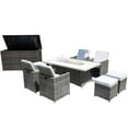 thumbnail image 1 of Ten Piece Outdoor Gray Wicker Multiple Chairs Seating Group Fire Pit Included With Cushions, 1 of 9